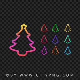 HD Set Colorful Christmas Tree Glitter Collection PNG