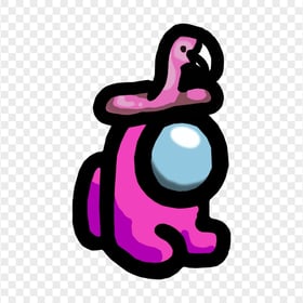 HD Pink Among Us Mini Crewmate Character Baby With Flamingo Hat PNG