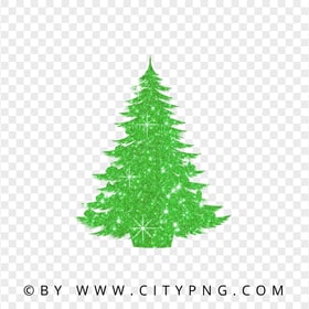 HD Decorated Christmas Tree Green Glitter Silhouette PNG