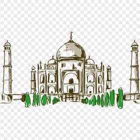 Taj Mahal Mosque Icon Drawing Sketch Cartoon