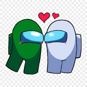 HD Among Us Green Love White Characters Valentines Day PNG