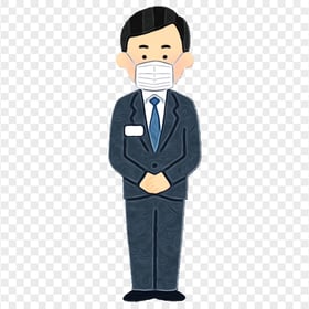 Cartoon Businessman Wear Surgical Pandemic Mask