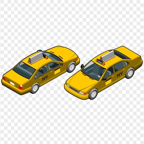 HD 3D Isometric NY Taxi Cab PNG