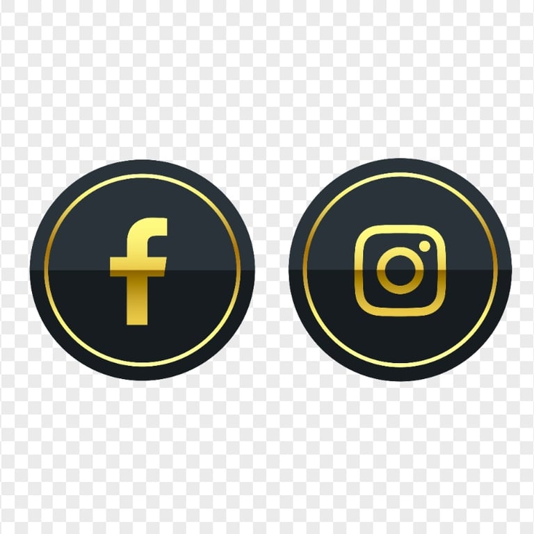 HD Facebook And Instagram Black Gold Glitter Logos Icons PNG | Citypng