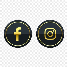 HD Round Luxury Facebook Instagram Gold & Black Icons PNG