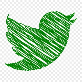 HD Twitter Green Bird Scribble Sketch Logo Icon PNG