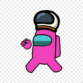HD Pink Among Us Character Wear Astronaut Helmet PNG