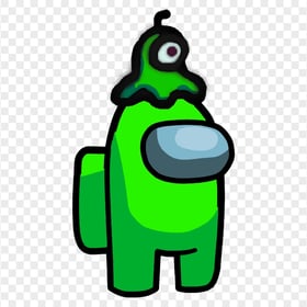 HD Lime Among Us Crewmate Character With Brain Slug Hat PNG