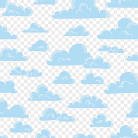 PNG Blue Cartoon Clouds Pattern Background