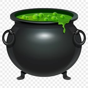 HD Cartoon Halloween Black Cauldron Green Poison PNG