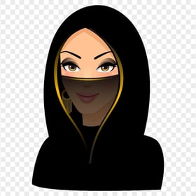 HD Muslim Woman With Black Hijab Niqab Vector Illustration PNG