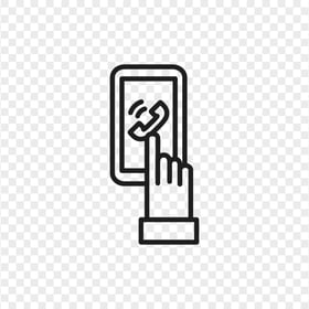HD Black Outline Mobile With Hand Icon Transparent PNG