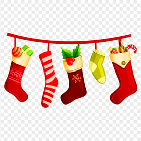 Decorated Hanging Santa Christmas Socks Stocking PNG