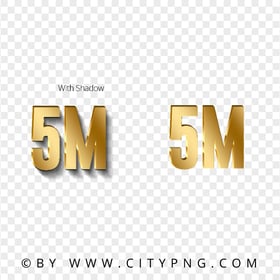 HD 5M Number Text Gold Effect Transparent PNG
