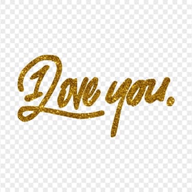 HD I Love You Gold Glitter Text PNG