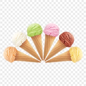 Download Assorted Flavors Ice Creams Cones PNG