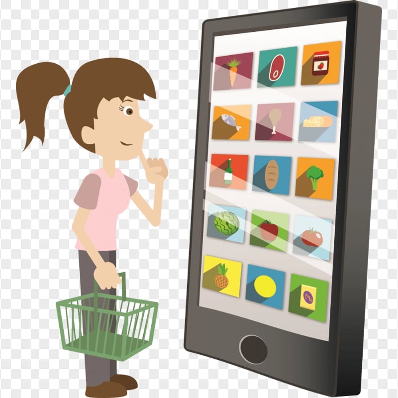 Cartoon Woman Character Online Shopping Icon HD PNG