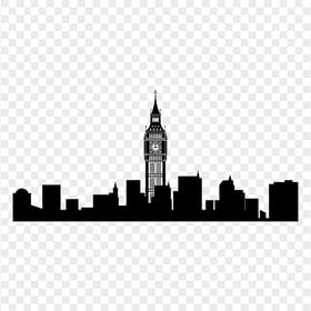 Big Ben London City Black Silhouette PNG Image