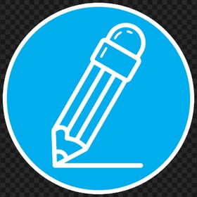 HD Light Blue & White Round Pencil Icon Outline PNG