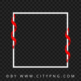 HD White Outline Frame With Red Ribbons PNG