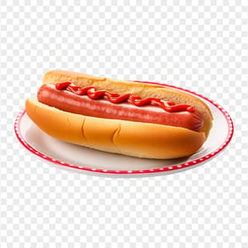 Hotdog and Tomato Ketchup on Plate HD Transparent PNG