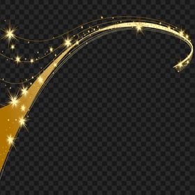 Gold Abstract Line With Sparkling Stars PNG