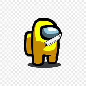 HD Yellow Among Us Character With Knife On Hand PNG