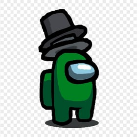HD Green Among Us Character With Double Top Hat PNG