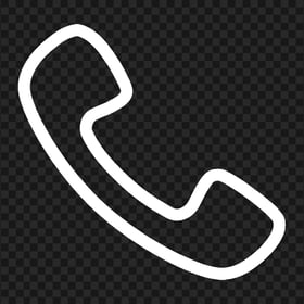 White Outline Phone Telephone Icon FREE PNG