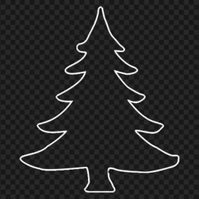 HD Simple White Outline Christmas Tree PNG