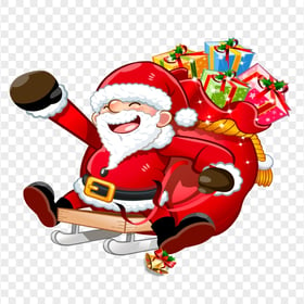 HD Happy Santa Claus Sledding With Gifts PNG