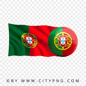HD Portugal Flag With Soccer Football Ball PNG
