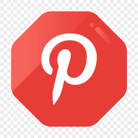 Flat Pinterest White P Logo Red Hexagonal Shape