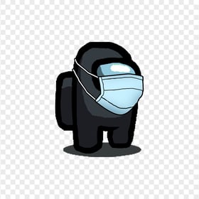HD Black Among Us Character With Surgical Mask PNG