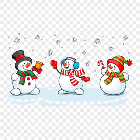 HD Three Cartoon Snowman Wearing Winter Clothes PNG