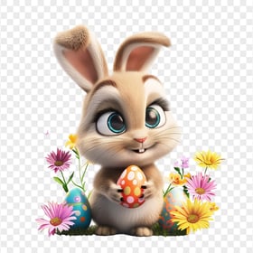 HD Easter Bunny Holding a Colorful Egg PNG