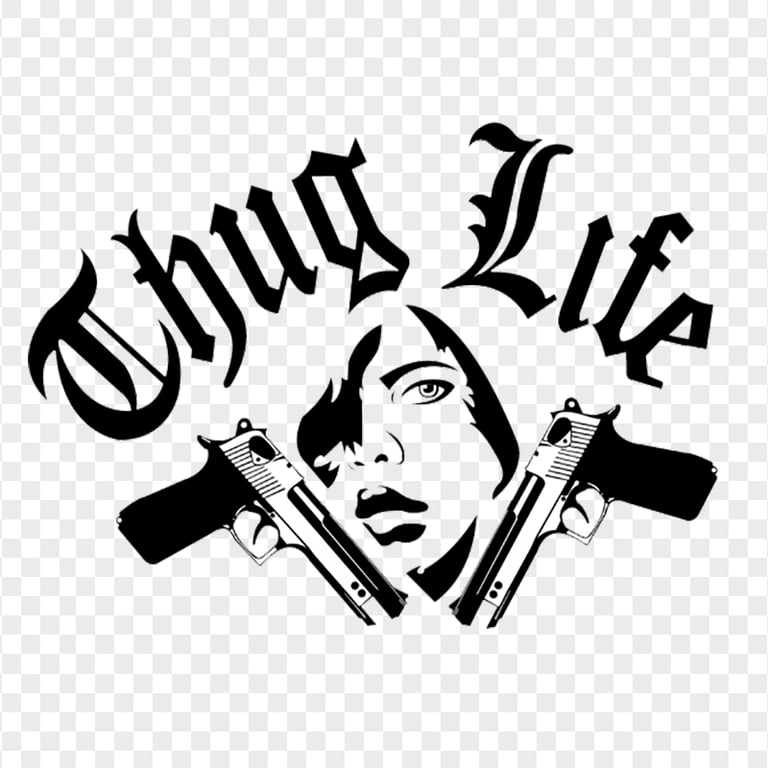 Thug Life Graffiti Logo Two Gun
