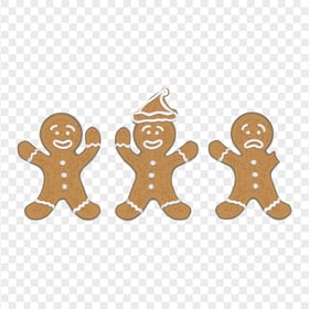 Clipart Cartoon Three Gingerbread Men PNG