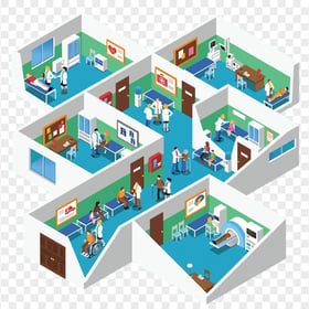 3D Hospital Isometric Health Care Interior Room