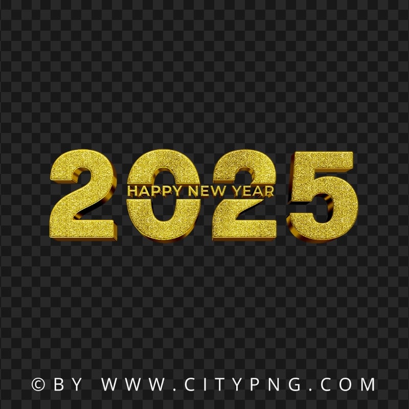 2025 Gold Happy New Year Creative Design PNG Image Citypng