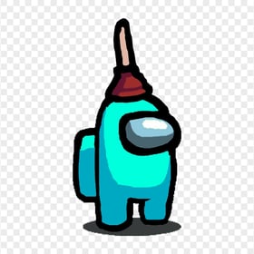 HD Cyan Among Us Crewmate Character Plunger Hat PNG