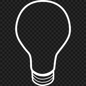 White Outline Light Bulb Icon PNG