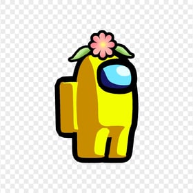 HD Yellow Among Us Character Flower Hat PNG