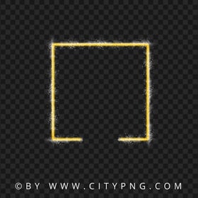 Orange Neon Square Frame With Sparkle Border PNG IMG