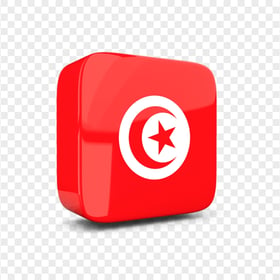 3D Square Glossy Tunisia Flag Icon PNG