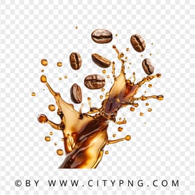 HD Coffee Beans Splash Effect Transparent Background