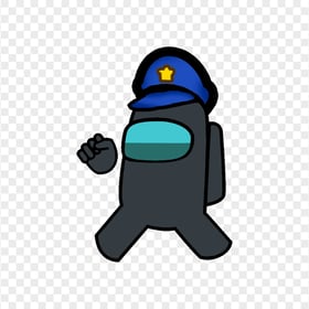 HD Black Among Us Character With Police Hat PNG
