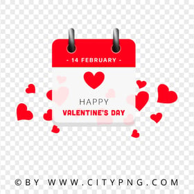 HD Calendar 14 February Happy Valentine's Day PNG