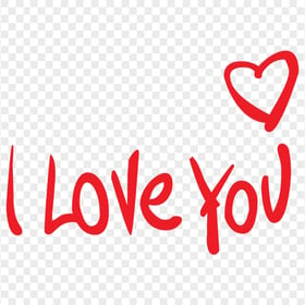 HD I Love You Red Typography Word PNG