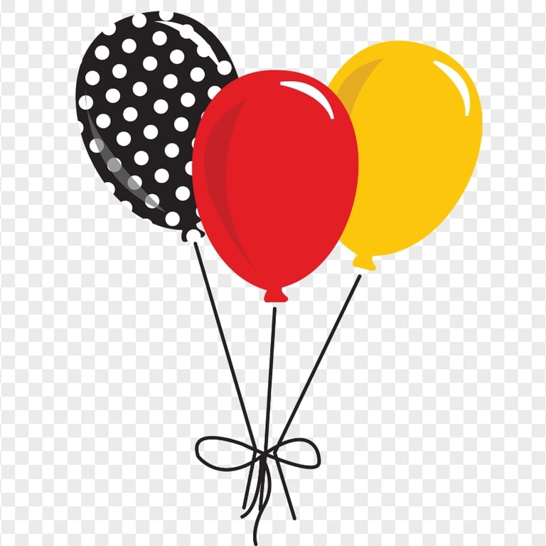 Black, Red And Yellow Mickey Mouse Balloons PNG